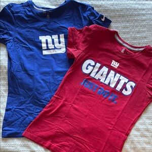 (2) Nike Women's NFL Giants Red and Blue Graphic Tees